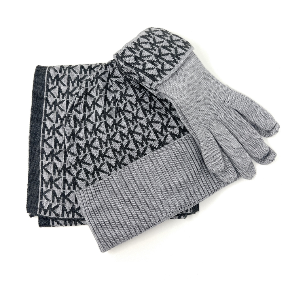 Комплект (перчатки+шапка+шарф) женский Michael Kors 539240C серый, р.One Size