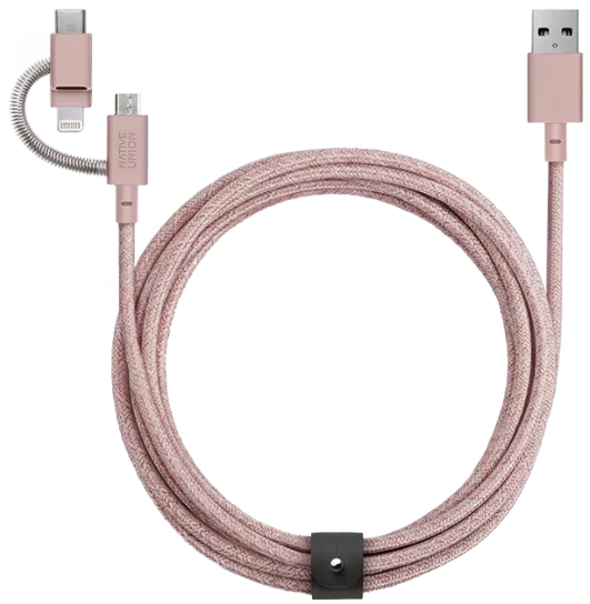 Кабель Native Union Belt Cable Universal Micro-Usb/Lightning/Usb Type-C (3 В 1),  2 М.