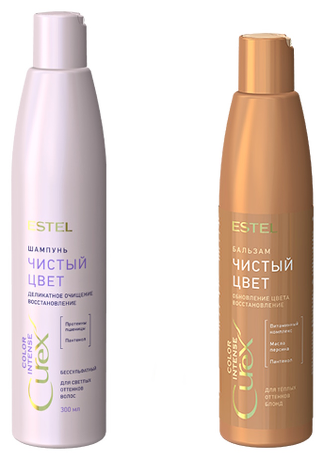 Комплект Estel Curex Color Intense Professional шампуньСв+бальзамТепл 550 мл комплект бальзам для губ himalaya клубничный блеск 10 г х 2 шт