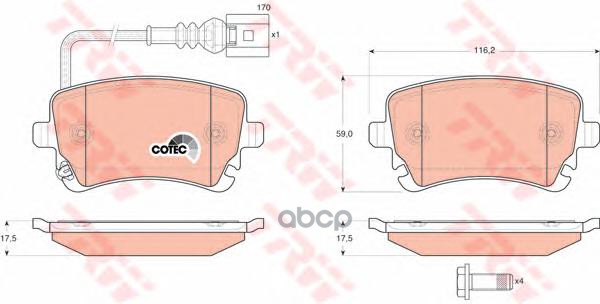 

Колодки тормозные дисковые задн VW: MULTIVAN V 03-, TRANSPORTER V c бортовой платформой 03