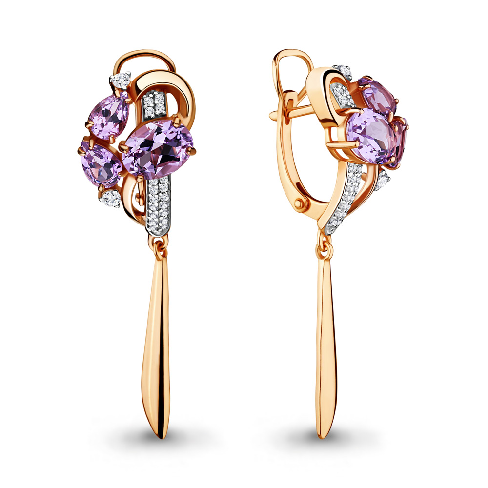 

Серьги из серебра с аметистом Aquamarine 4708804А_925_з, 4708804А_925_з