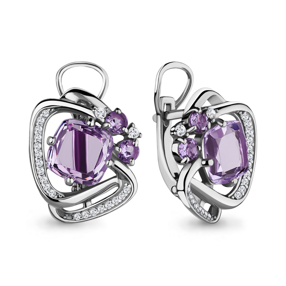 

Серьги из серебра с аметистом Aquamarine 4709104А_925_р, 4709104А_925_р