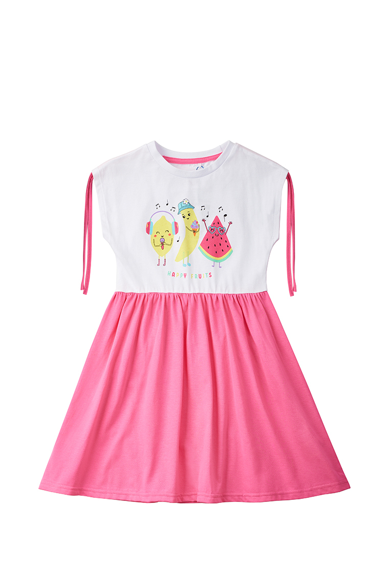 Платье детское Max&Jessi SS23C97601237, белый; розовый, 110