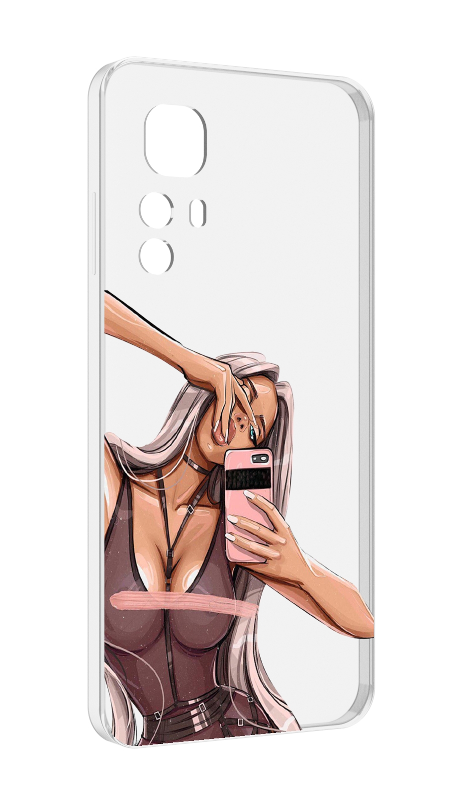Противоударный чехол MyPads с изображением девушки в прозрачной одежде для Blackview A85.