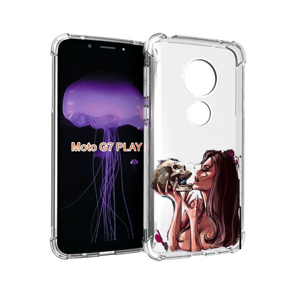 

Чехол MyPads девушка-модель-с-черепом для Motorola Moto G7 Play, Прозрачный, Tocco