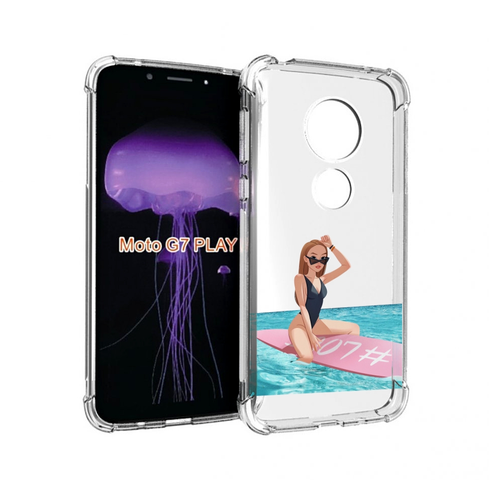 

Чехол MyPads девушка-на-серфе женский для Motorola Moto G7 Play, Прозрачный, Tocco