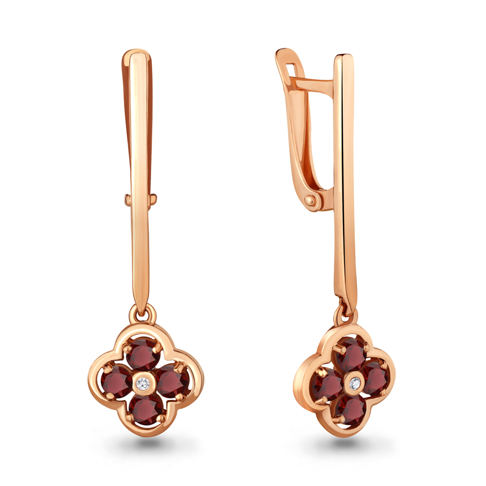 

Серьги подвески из красного золота с гранатом; фианитом Aquamarine 4709503_585_кз, 4709503_585_кз