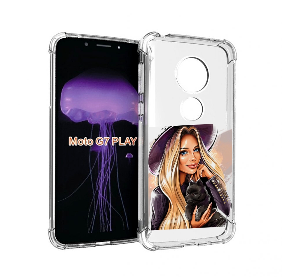 

Чехол MyPads девушка-с-черным-щенком женский для Motorola Moto G7 Play, Прозрачный, Tocco