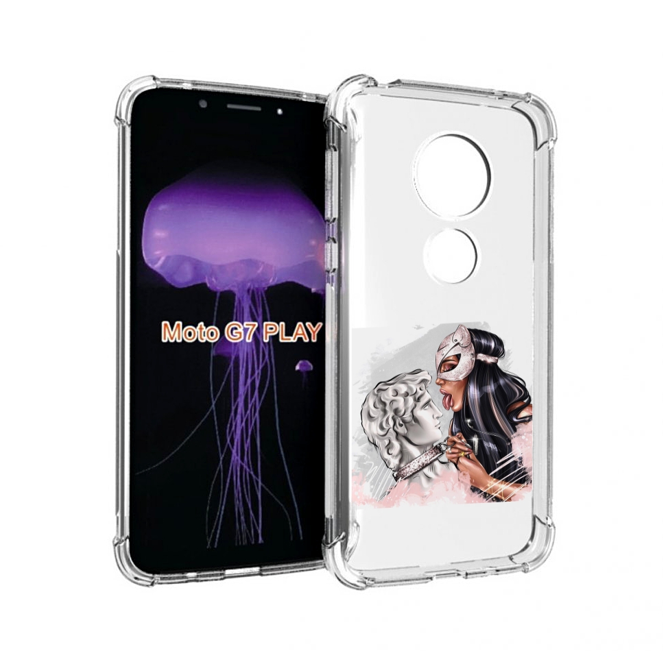 

Чехол MyPads девушка-флирт женский для Motorola Moto G7 Play, Прозрачный, Tocco
