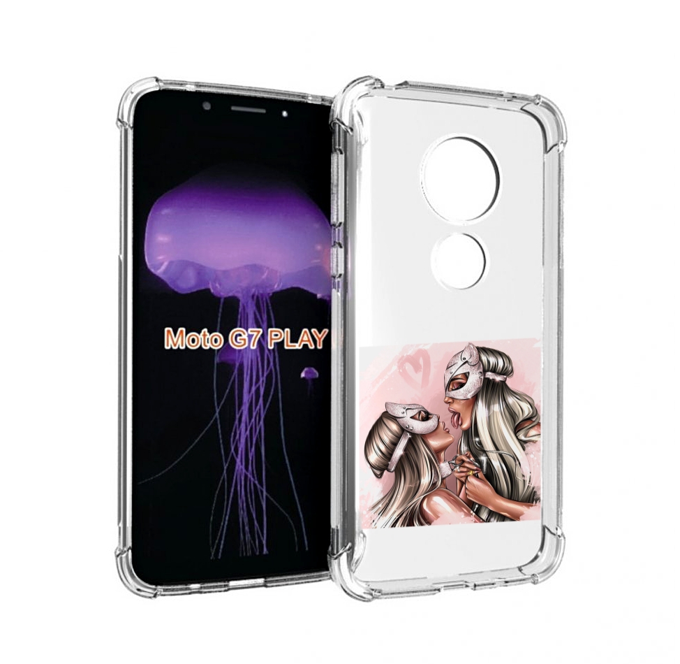 

Чехол MyPads девушки-поцелуй женский для Motorola Moto G7 Play, Прозрачный, Tocco