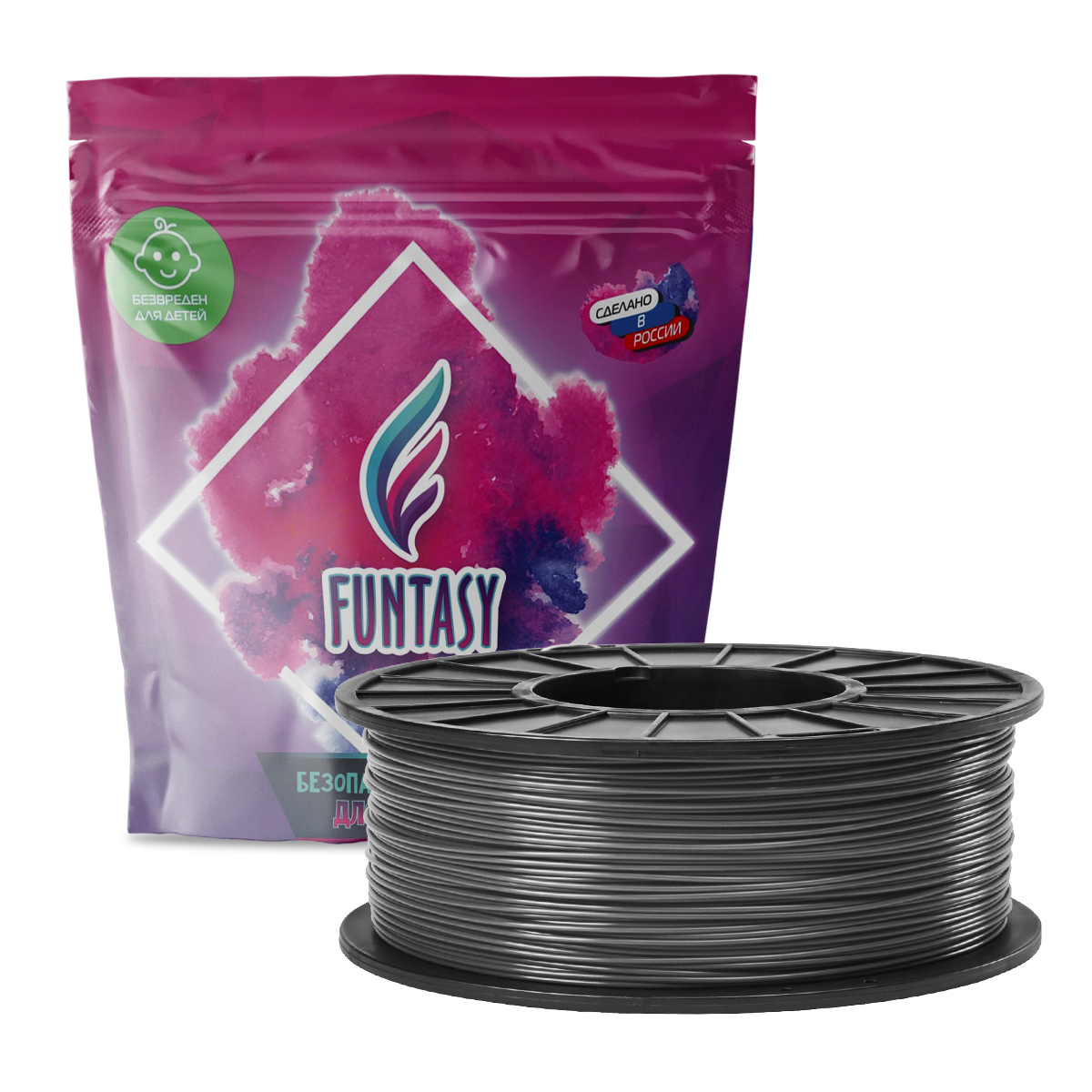 

Пластик в катушке Funtasy PETG,1.75 мм,1 кг, цвет Мокрый асфальт, PETG-1KG