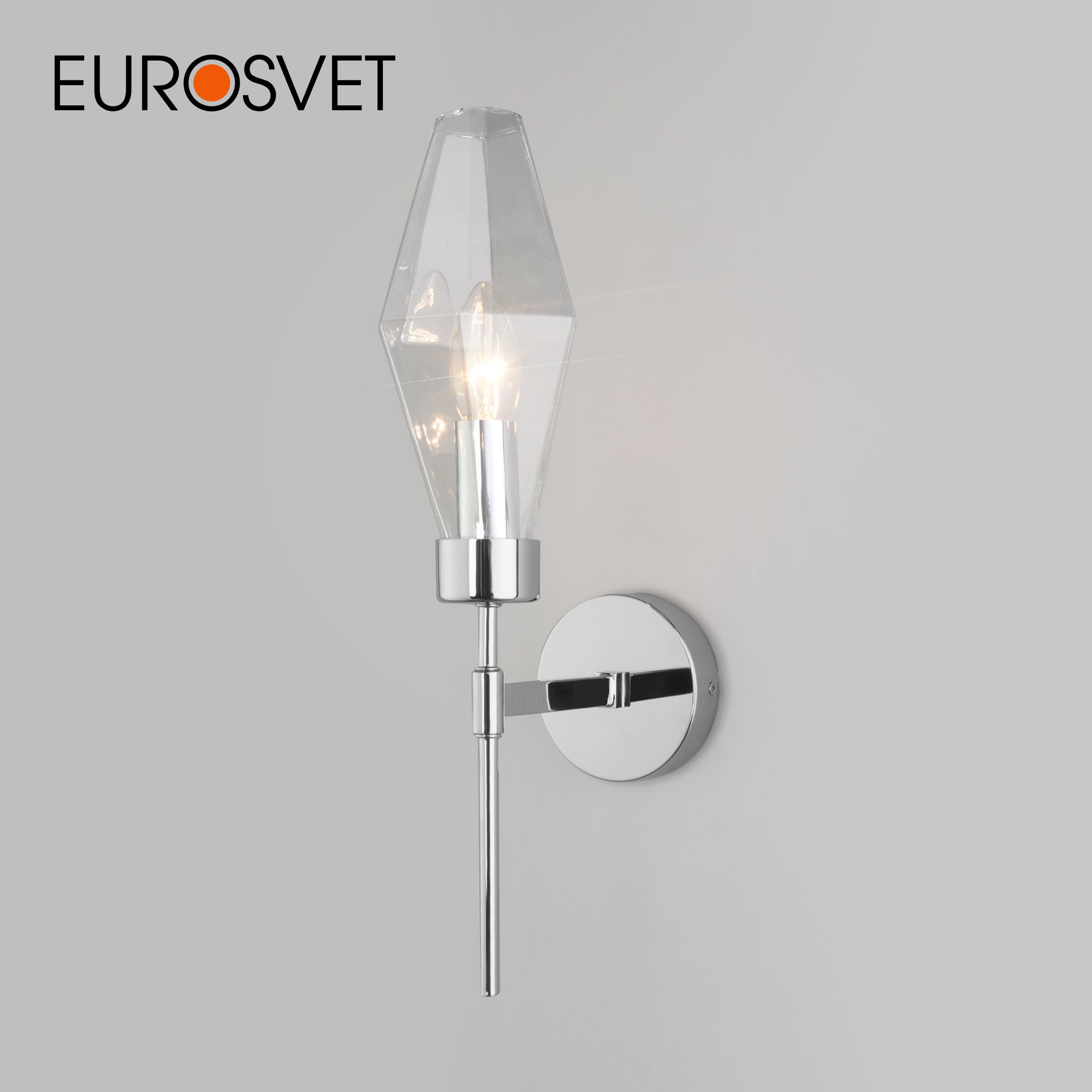 

Настенный светильник Eurosvet Prism 60143/1 хром с прозрачным стеклянным плафоном Е14