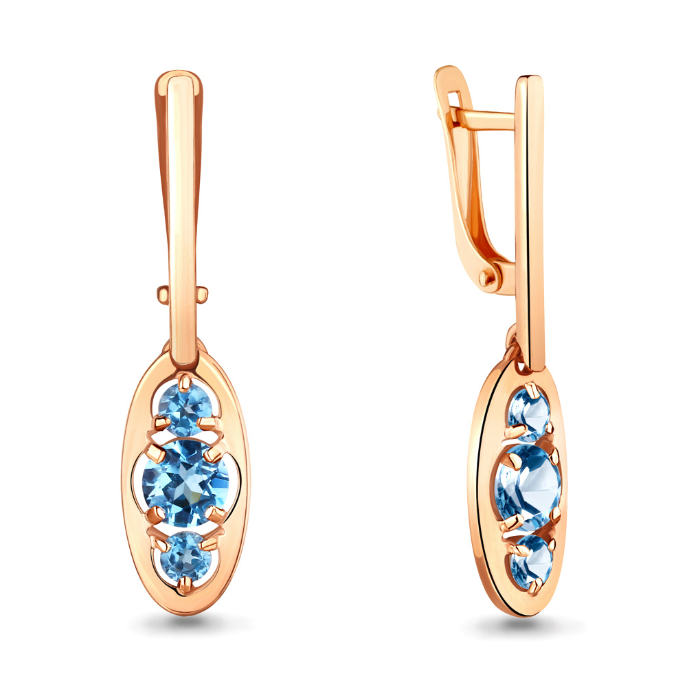 

Серьги подвески из красного золота с топазом Aquamarine 4711105_585_кз, 4711105_585_кз