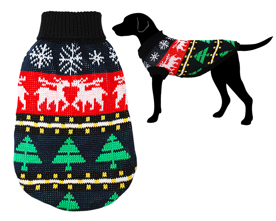 Свитер для собак Уют с цветным зимним орнаментом 20 см размер XS черный