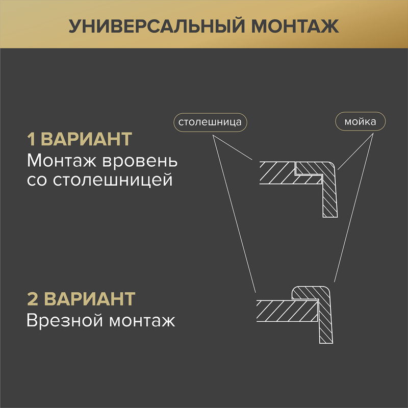 

Кухонная мойка РМС MRK-7851G R набор 2 в 1 мойка с правым крылом + дозатор, Золотистый, MRK-7851G R