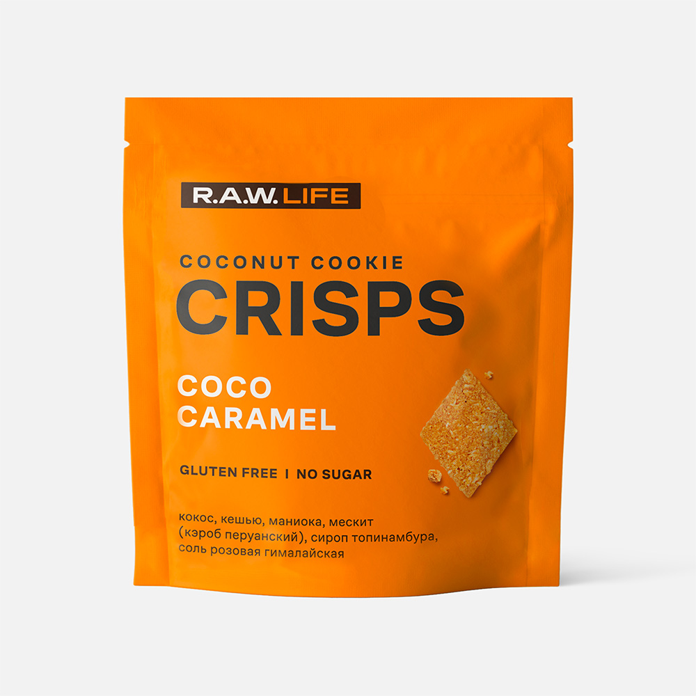 Печенье R.A.W. Life Crisps без глютена, без сахара, кокос и карамель, 35 г