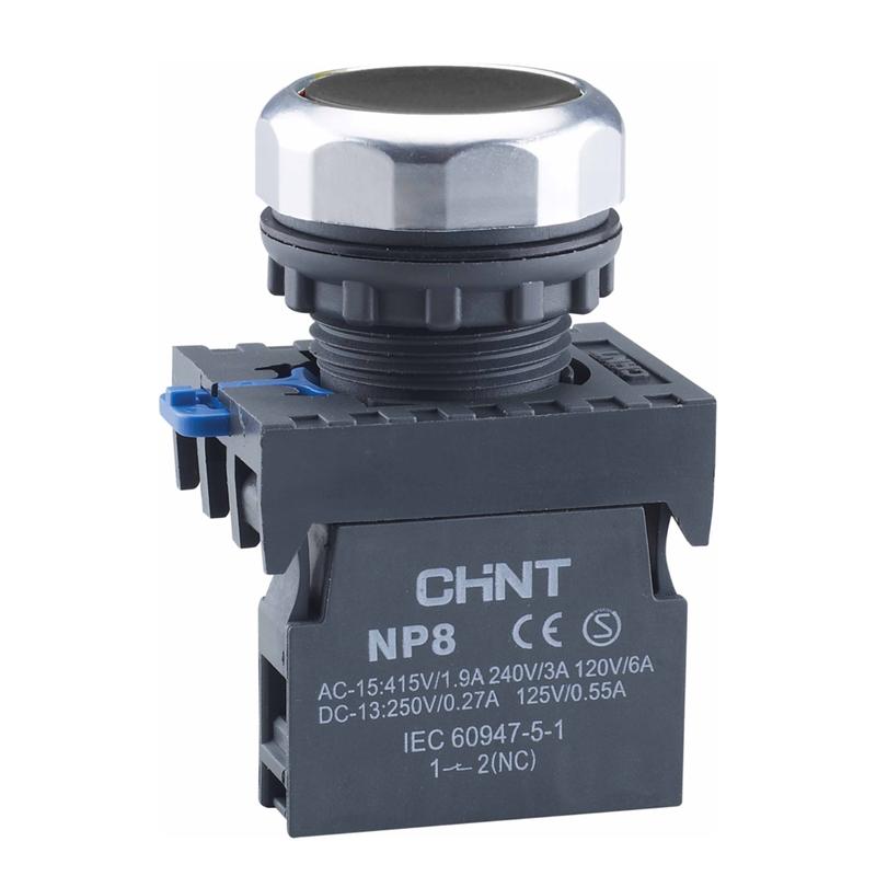 Кнопка управления NP8-10BN/2 без подсветки черн. 1НО IP65 (R) | код 578647 | CHINT (1 шт.)