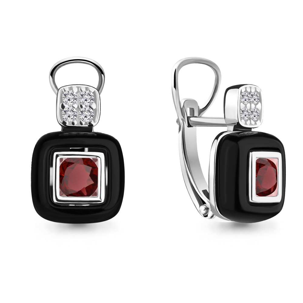 

Серьги из серебра с гранатом Aquamarine 4712003А_925_р, 4712003А_925_р