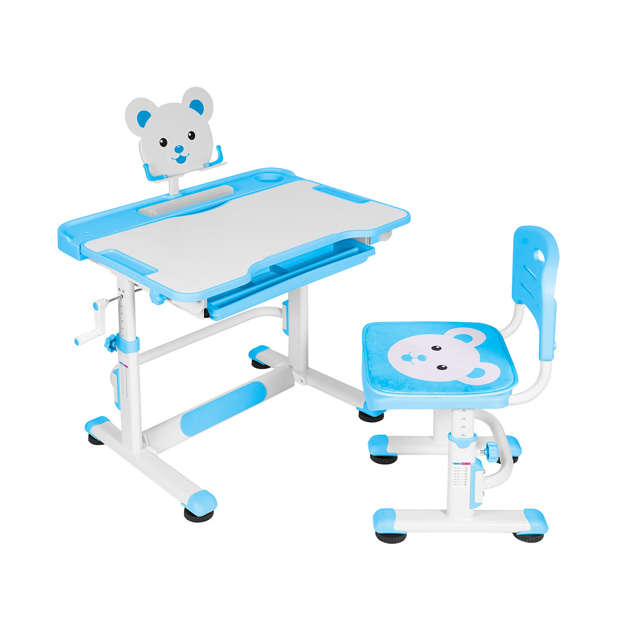 Купить Комплект Anatomica Litra детская парта, стул, выдвижной ящик и подставка белый/голубой,