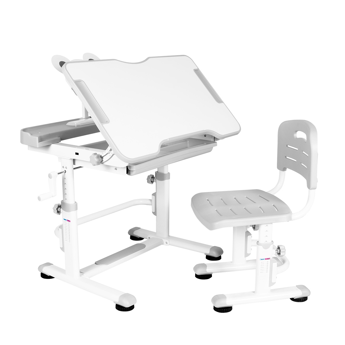Купить Комплект Anatomica Litra детская парта, стул, выдвижной ящик и подставка белый/серый,