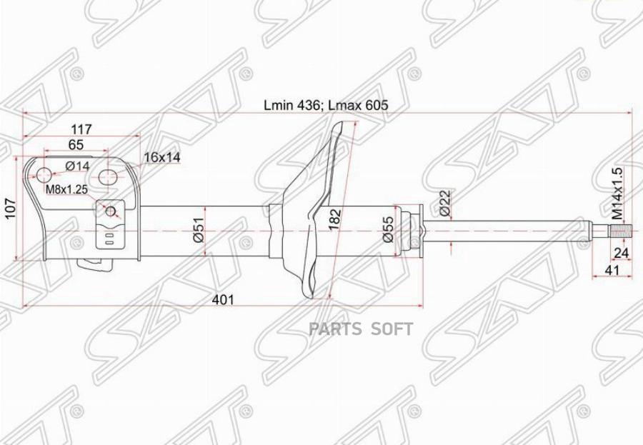 

SAT ST-20310-FC040 Стойка передняя SUBARU FORESTER 97-02 RH 1шт