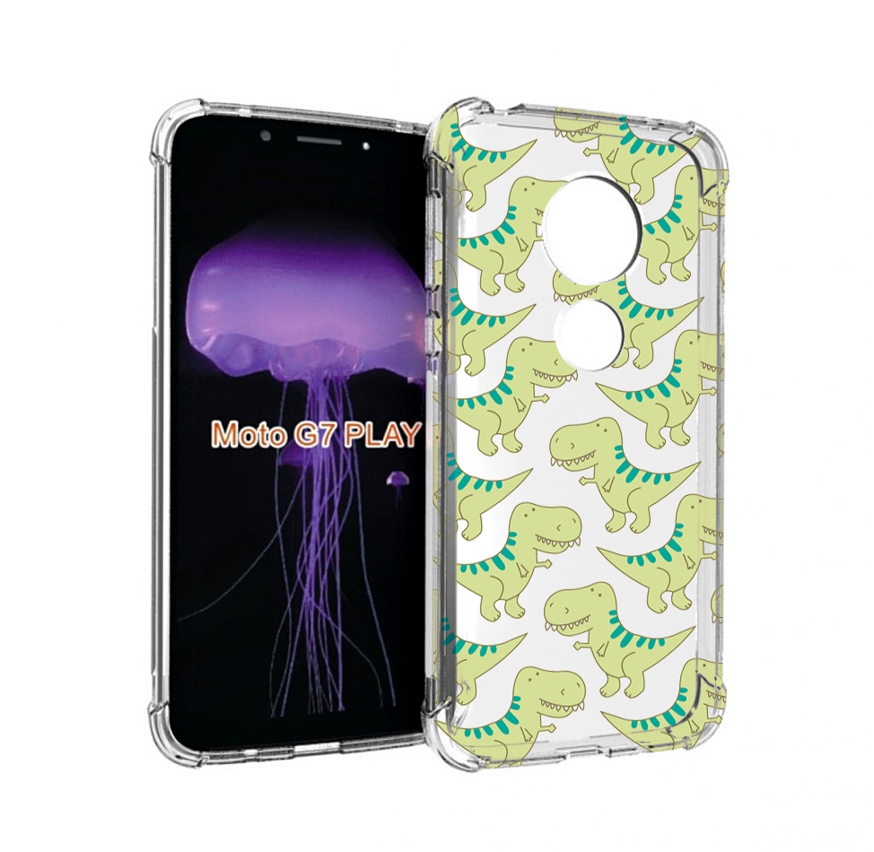 

Чехол MyPads зеленые-динозаврики для Motorola Moto G7 Play, Прозрачный, Tocco