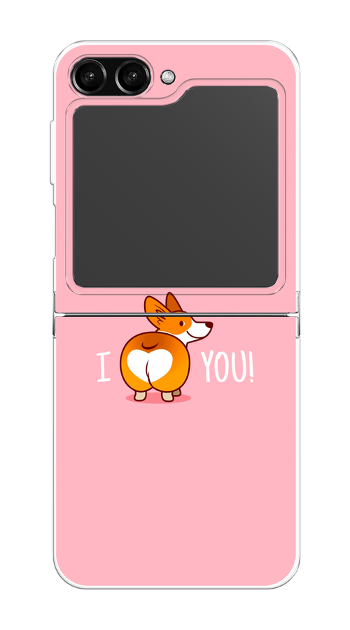 

Чехол на Samsung Galaxy Z Flip 5 "Корги I love you", Розовый;коричневый;белый, 2108350-1