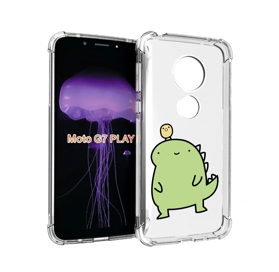 

Чехол MyPads зеленый-динозаврик детский для Motorola Moto G7 Play, Прозрачный, Tocco