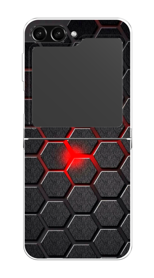 

Чехол на Samsung Galaxy Z Flip 5 "Соты красные", Красный;черный;серый, 2108350-3