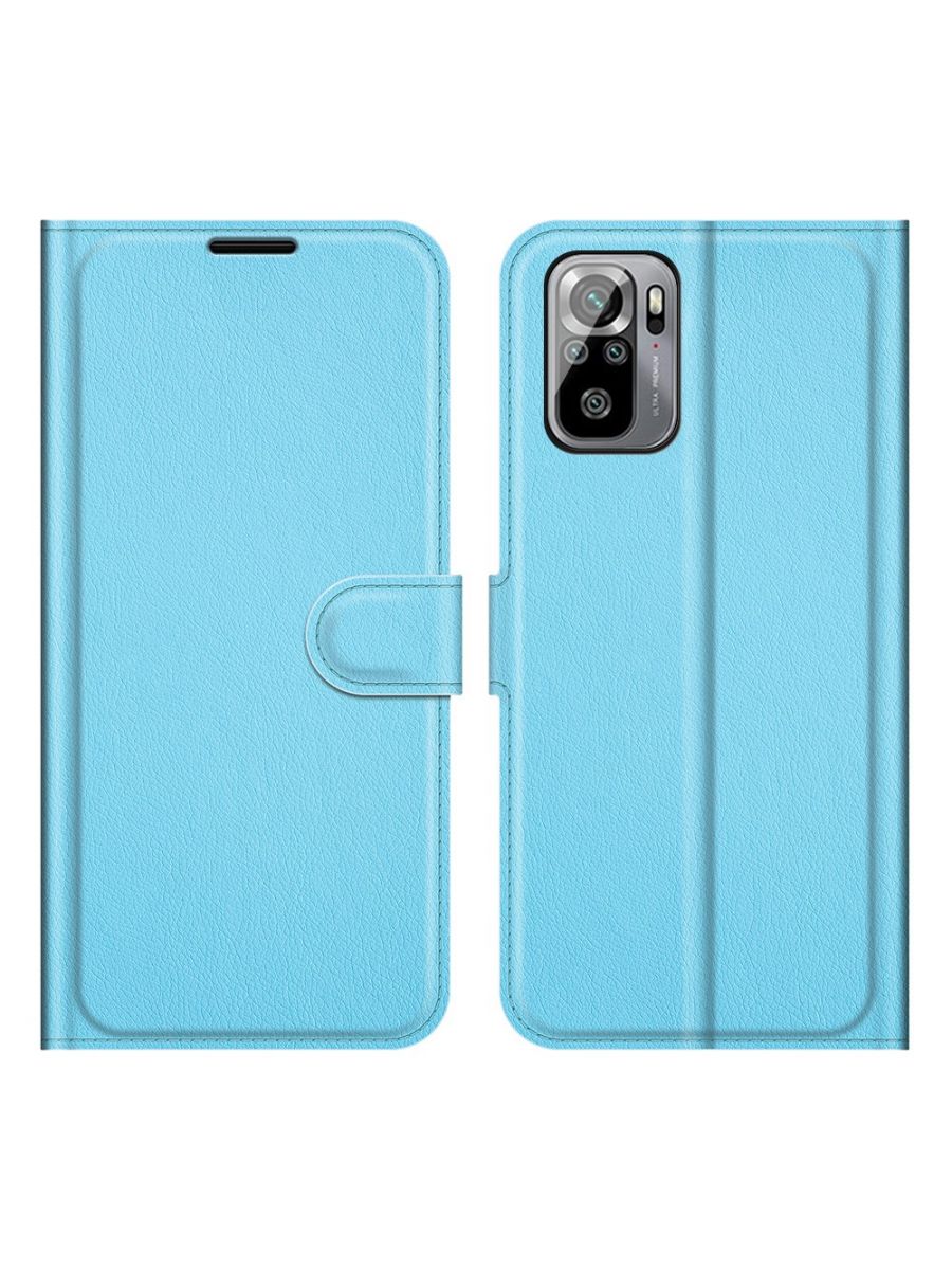 

Чехол Wallet для смартфона Xiaomi Redmi Note 10 голубой