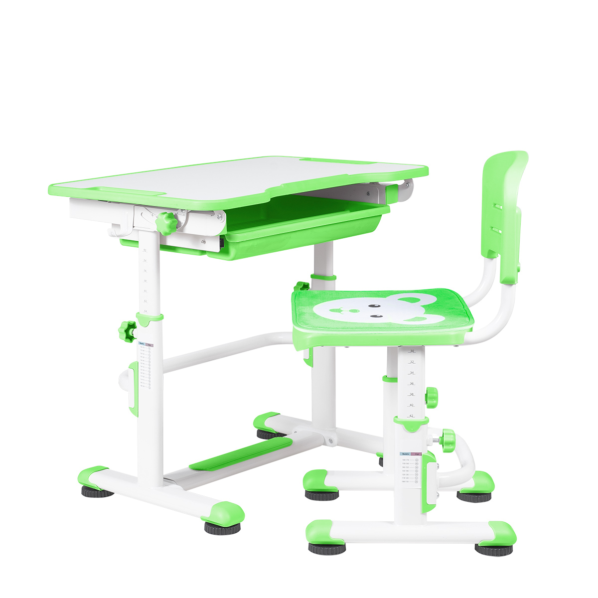 фото Комплект anatomica punto детская парта, стул и выдвижной ящик белый/зеленый