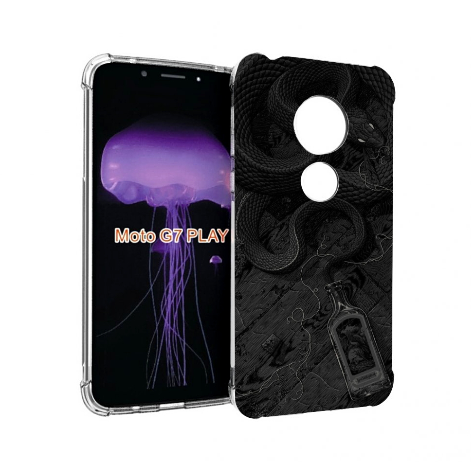 

Чехол MyPads змея с бутылкой для Motorola Moto G7 Play, Прозрачный, Tocco