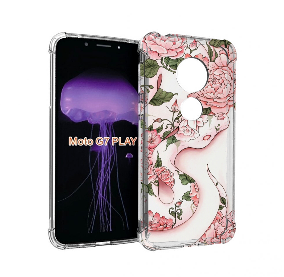 

Чехол MyPads змея-в-розовых-цветах женский для Motorola Moto G7 Play, Прозрачный, Tocco