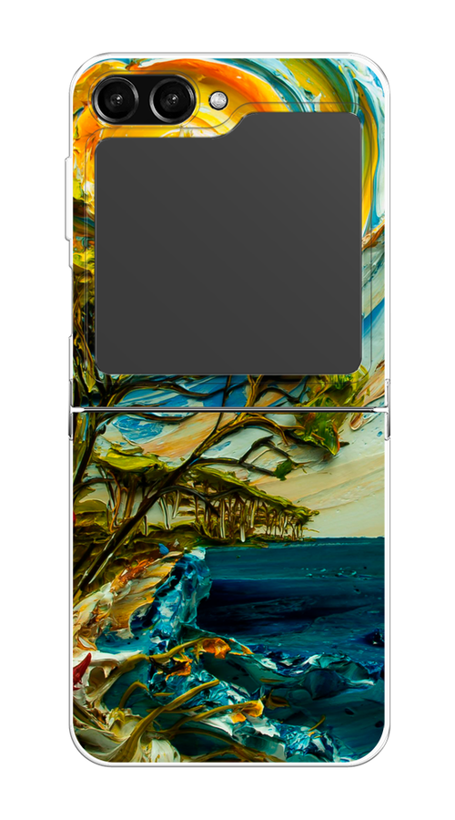 

Чехол на Samsung Galaxy Z Flip 5 "Солнце живопись", Желтый;синий, 2108350-4