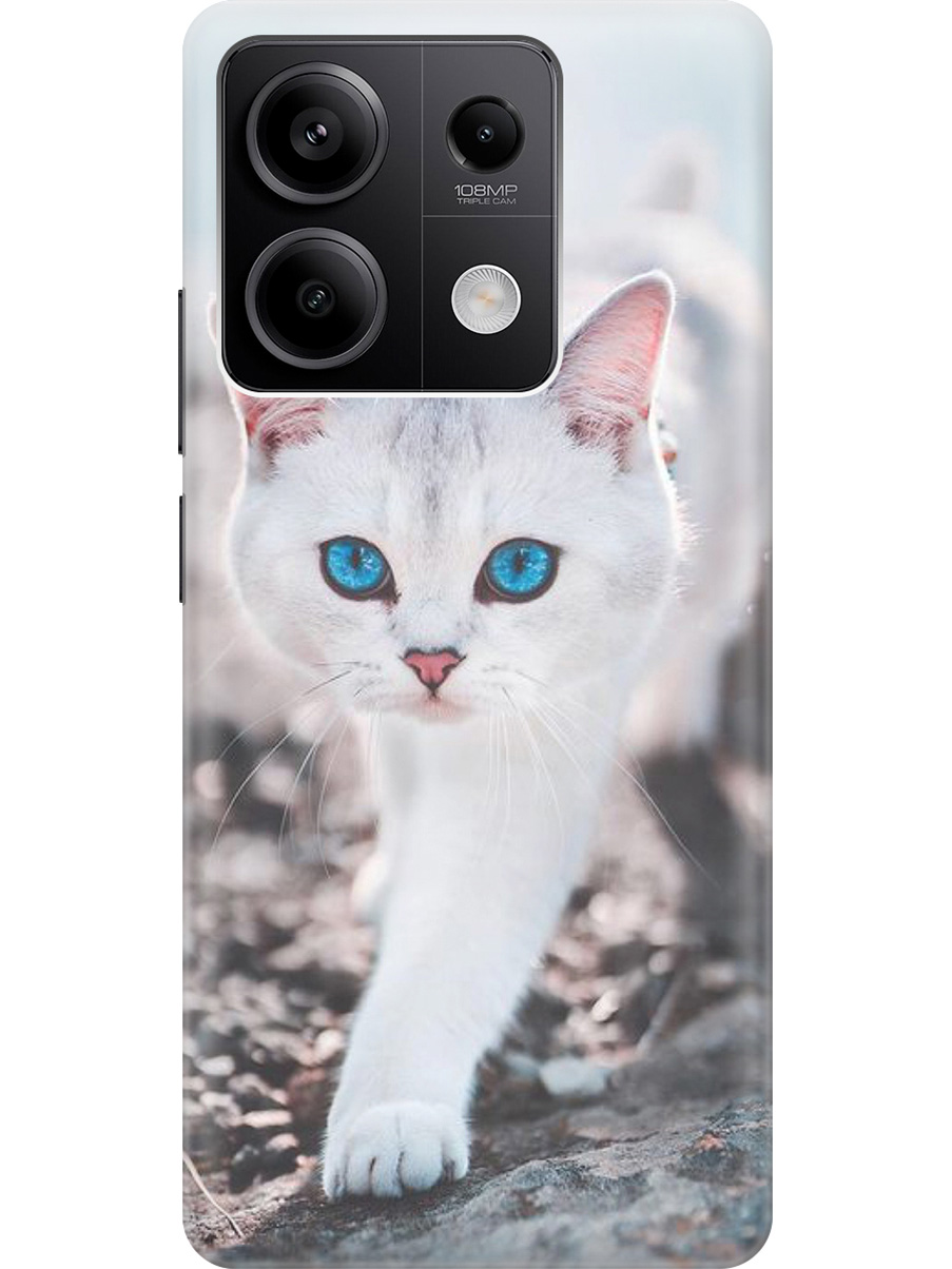 

Силиконовый чехол на Xiaomi Redmi Note 13 5g с рисунком "Голубоглазый кот", Белый;серый;синий, 20012075