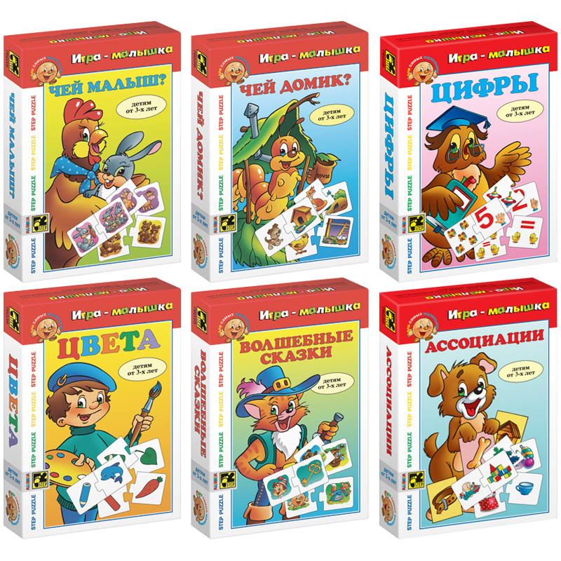 

Игра настольная Step Puzzle Игры-малышки, ассорти, картонная коробка, (6шт.)