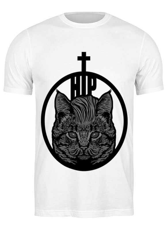 

Футболка мужская Printio Hipster cat белая L, Белый, Hipster cat