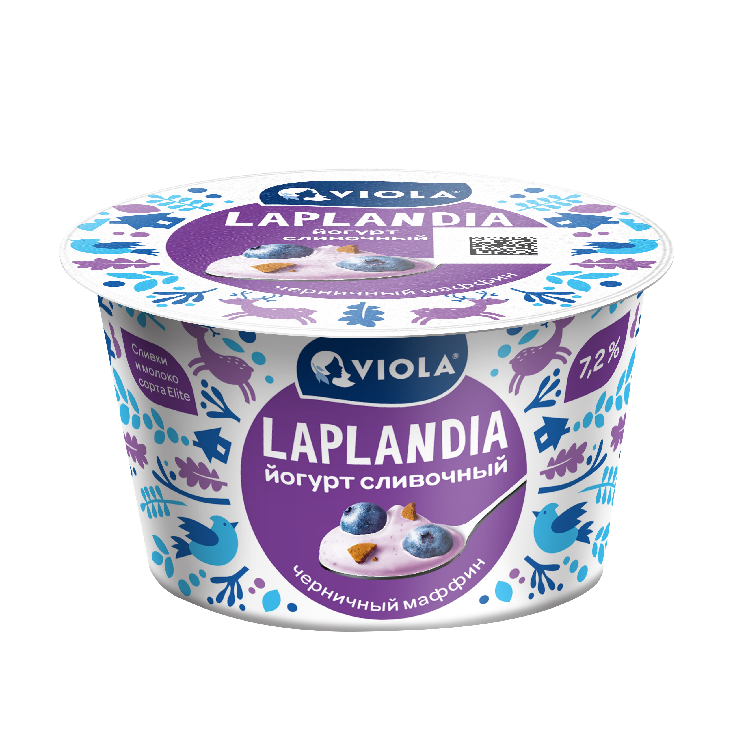 Йогурт Viola Laplandia Черничный маффин 7,2% 180 г