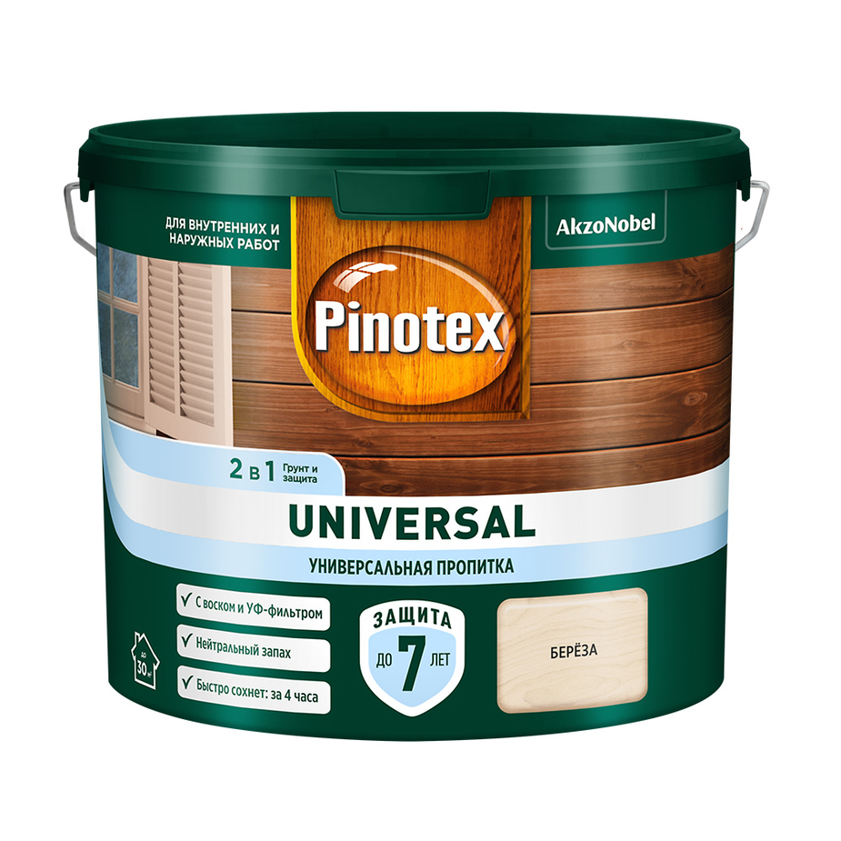 фото Пропитка универсальная для дерева pinotex universal 2 в 1, берёза, 2,5 л