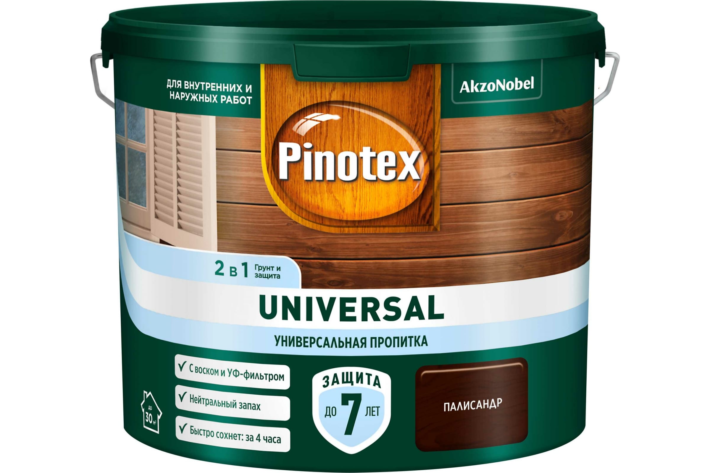 фото Пропитка pinotex universal 2 в 1, палисандр, 9 л