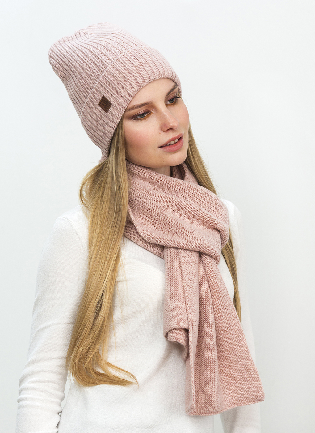 

Снуд и шапка женские Каляев 47554 пудра, 47554