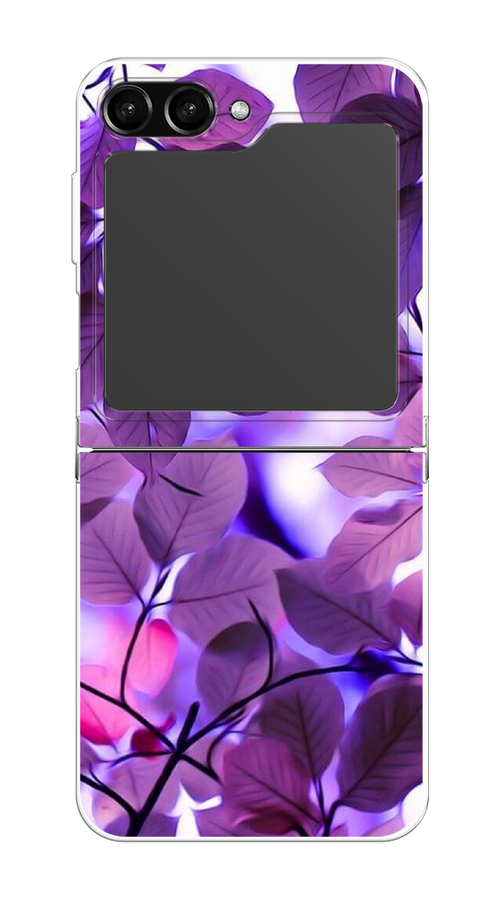 

Чехол на Samsung Galaxy Z Flip 5 "Сиреневые листики", Фиолетовый;голубой, 2108350-2