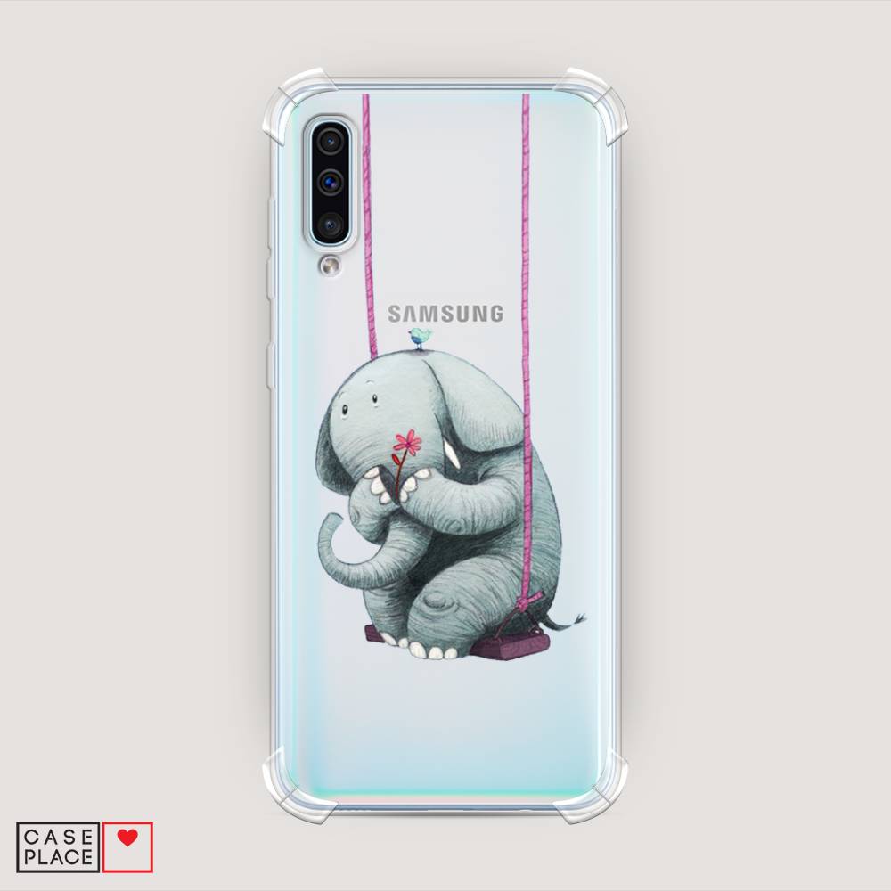 фото Противоударный силиконовый чехол "грустный слоник" на samsung galaxy a30s awog