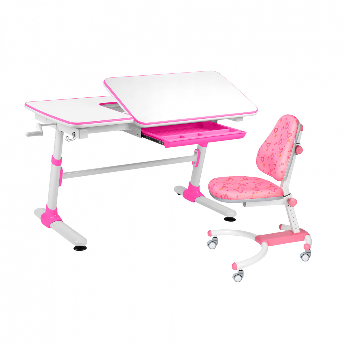 фото Комплект anatomica premium-40 белый/розовый с розовым креслом с сердечками k639