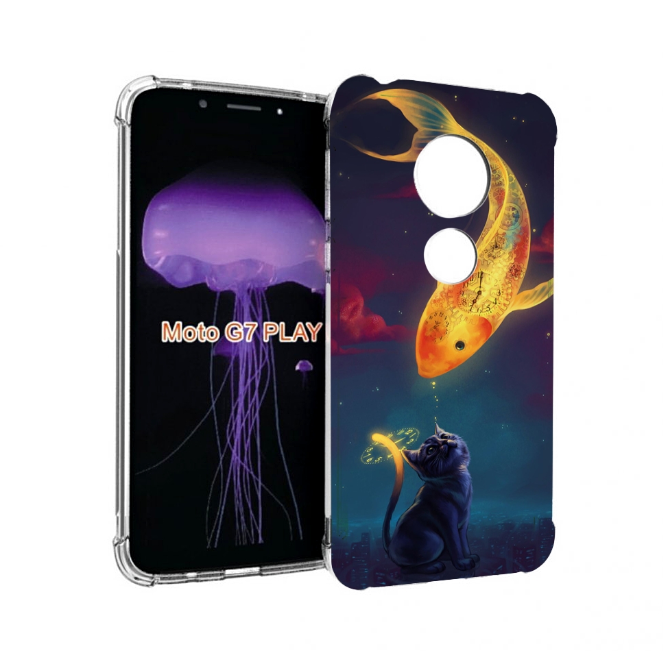 

Чехол MyPads золотая-рыбка-часовая для Motorola Moto G7 Play, Прозрачный, Tocco