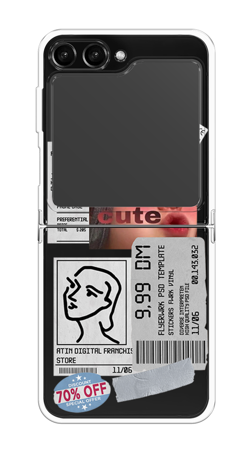 

Чехол на Samsung Galaxy Z Flip 5 "Cute girl collage", Розовый;серый;голубой, 2108350-6
