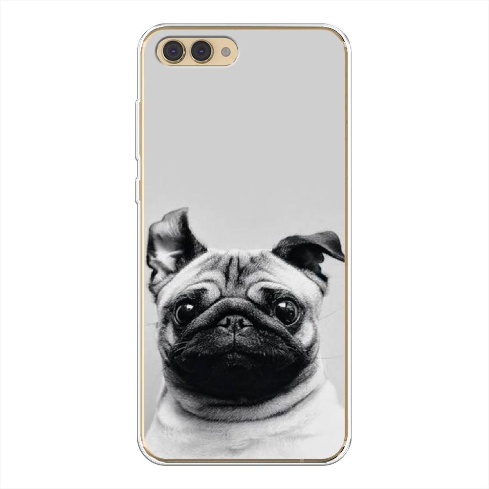 

Чехол Awog на Honor V10 (View 10) "Ушастый мопс", Серый, 65150-1