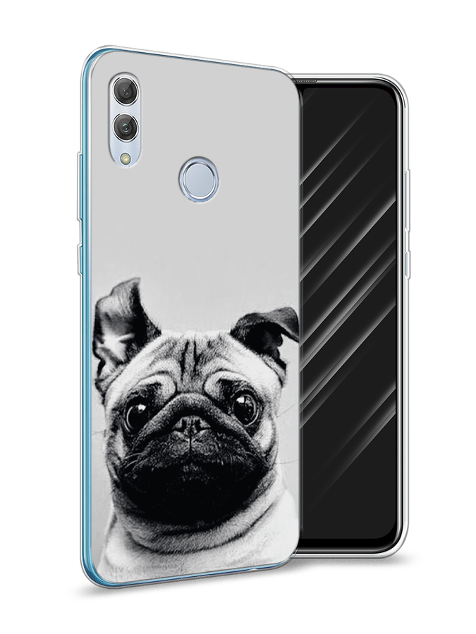 

Чехол Awog на Huawei P Smart 2019 "Ушастый мопс", Серый, 67250-1
