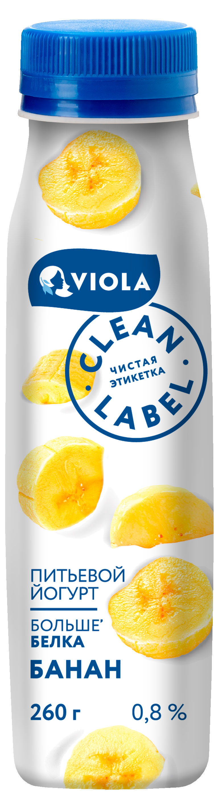 Йогурт питьевой Viola Clean Label Банан 0,8% БЗМЖ, 260 г