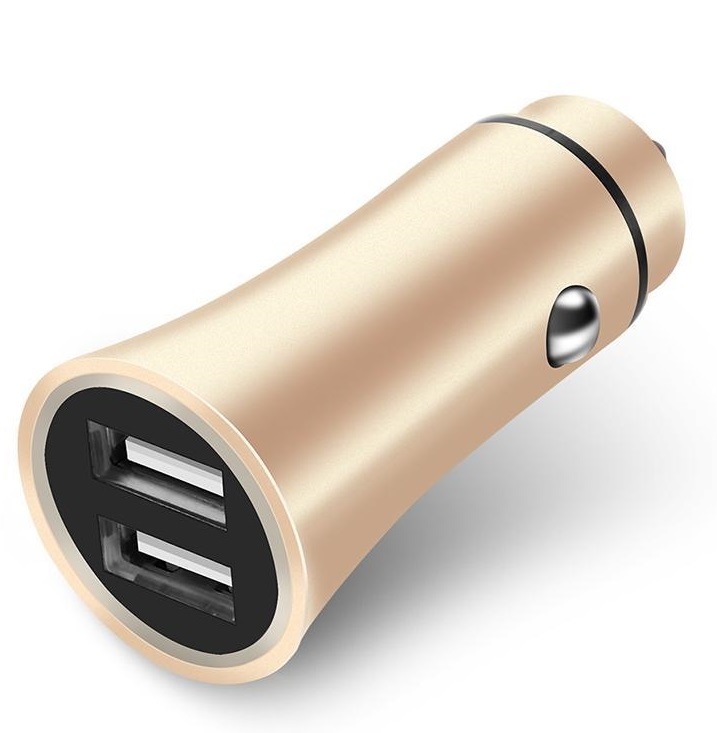 Автомобильное зарядное устройство JOYROOM L-T218, 2USB 2.1A 2 в 1 Lightning MicroUSB, Gold